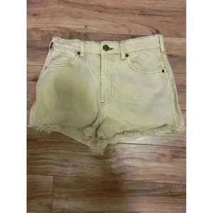 Billabong X Wrangler Shorts Wom 28 Faded Yello Denim High Rise Cut Off Jean Fray